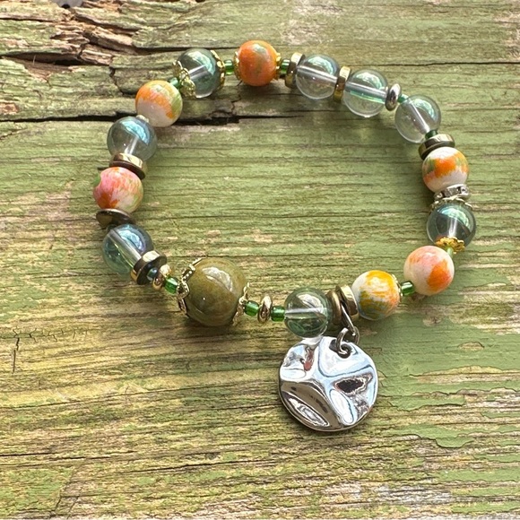 Mystic Aura quartz beaded colorful charm bracelet - Picture 1 of 3